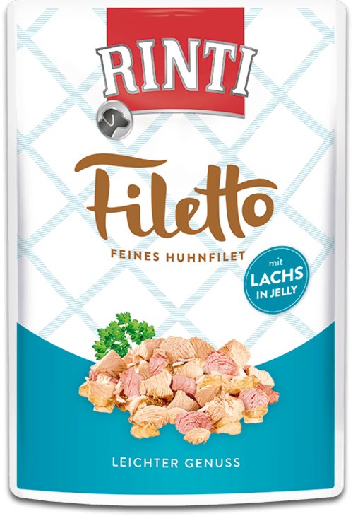 EAN 4000158954077 - RINTI Filetto Pollo, Salmón Adulto 100 g imagen 1