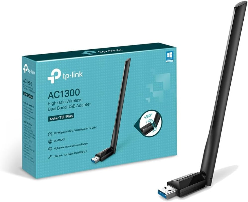 Tp-Link Archer T3u Plus Adaptador Usb Inalámbrico Banda Dual Ac1300 Alta Ganancia