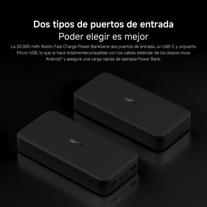 Powerbank 20000mah Xiaomi Redmi Fast Charge Negra
