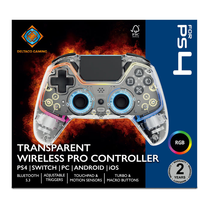 EAN 7333048060839 - Deltaco Gaming GAM-169-T mando y volante Transparente Bluetooth/USB Gamepad Android, Nintendo Switch, PC, imagen 12