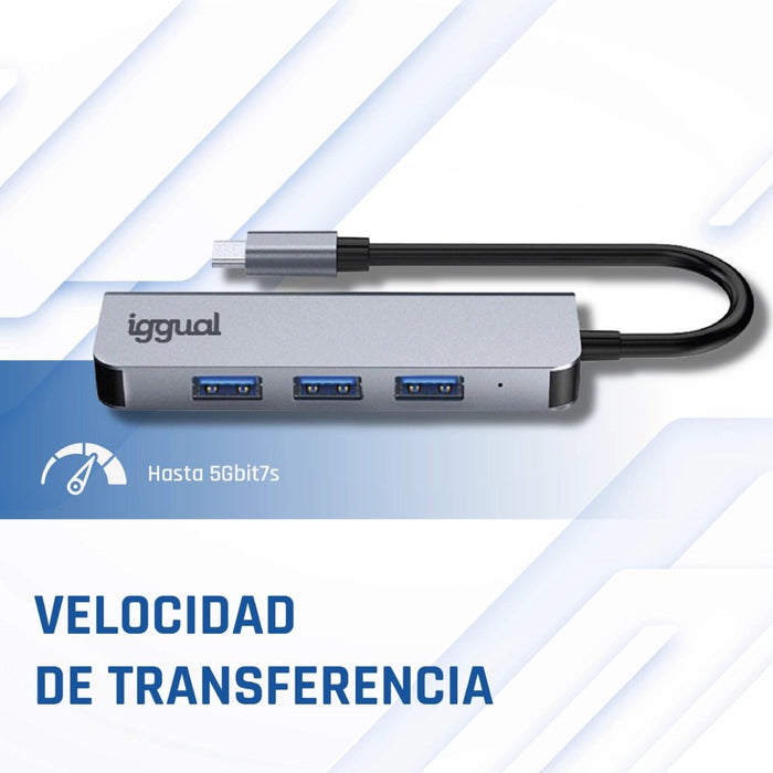 EAN 8435364319239 - iggual IGG319239 hub de interfaz USB 3.2 Gen 1 (3.1 Gen 1) Type-C 5000 Mbit/s Plata imagen 12