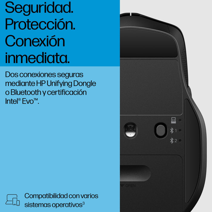 EAN 0198122955190 - HP 685 Comfort Dual-Mode Mouse ratón Hogar mano derecha Wi-Fi 1200 DPI imagen 4