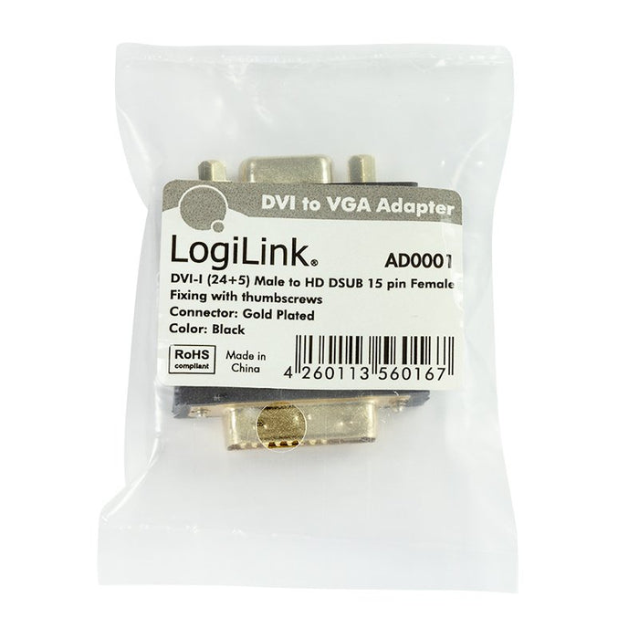 EAN 4260113560167 - LogiLink AD0001 adaptador de cable de vídeo VGA (D-Sub) DVI-I Negro imagen 4