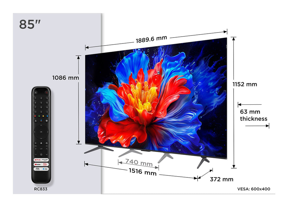 EAN 5901292525866 - TCL P8K 85P8K Televisor 2,16 m (85") 4K Ultra HD Smart TV Wifi Metálico 450 cd / m² imagen 11
