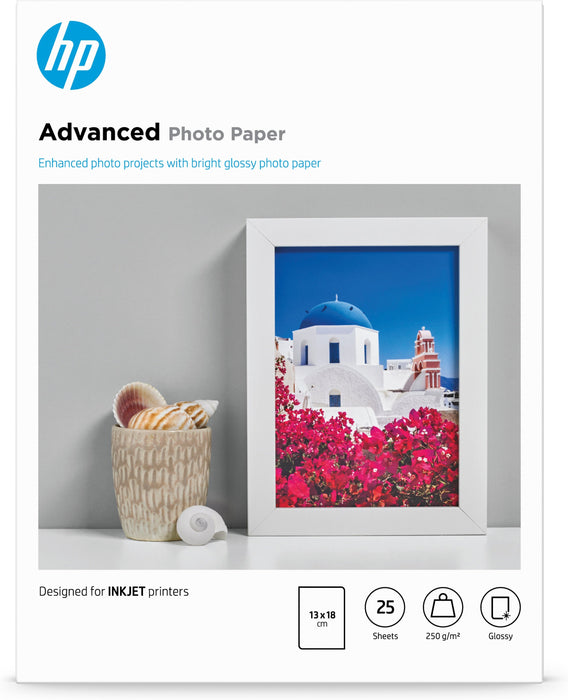 EAN 0882780349643 - HP Advanced Glossy Photo Paper-25 sht/13 x 18 cm borderless imagen 1
