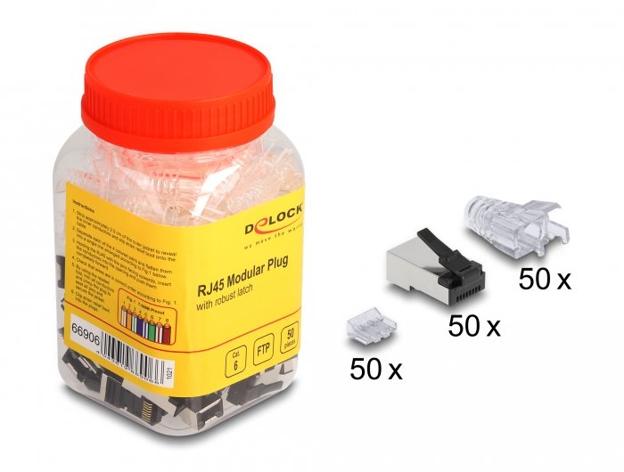 EAN 4043619669066 - DeLOCK 66906 conector RJ-45 Negro, Metálico, Transparente imagen 2