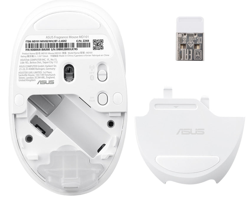 EAN 4711387343654 - ASUS Fragrance Mouse MD101 ratón Hogar Ambidextro RF Wireless + Bluetooth Óptico 2400 DPI imagen 4