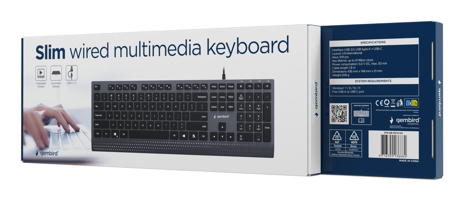 EAN 8716309136884 - Gembird KB-MCH-06 teclado Hogar / Oficina USB QWERTY Internacional de EE.UU. Negro imagen 8