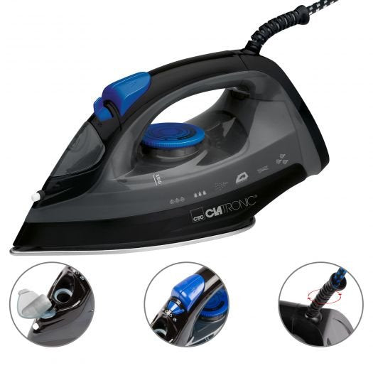 EAN 4006160638554 - Clatronic DB 3703 Plancha vapor-seco Suela de acero inoxidable 1800 W Negro, Gris imagen 3