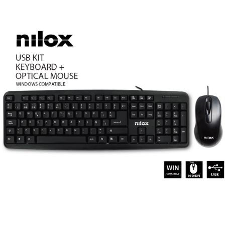EAN 8436556148491 - Nilox KIT RATON ESP teclado Ratón incluido Universal USB QWERTY Español Negro imagen 1