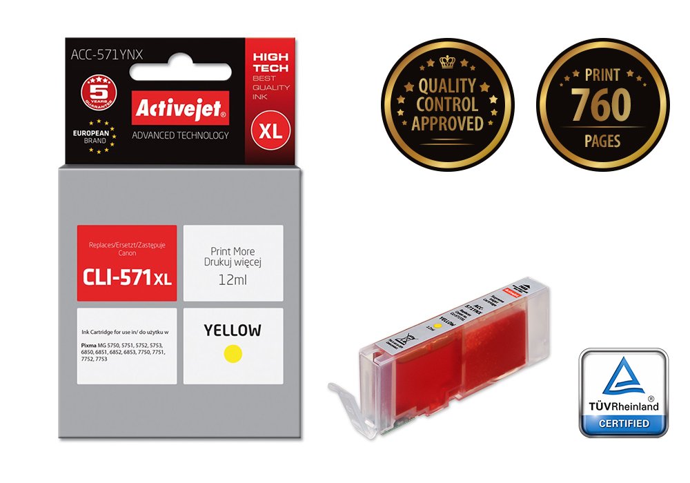 EAN 5901443103196 - Activejet ACC-571YNX cartucho de tinta 1 pieza(s) Compatible Alto rendimiento (XL) Amarillo imagen 1