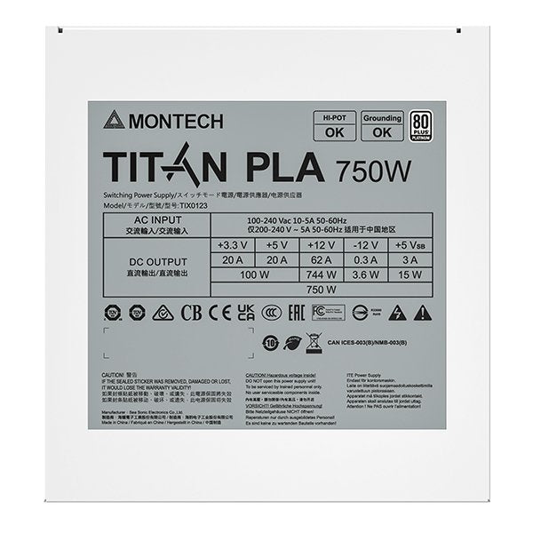 EAN 4710562741612 - Montech TITAN PLA 750W unidad de fuente de alimentación 20+4 pin ATX ATX Blanco imagen 7