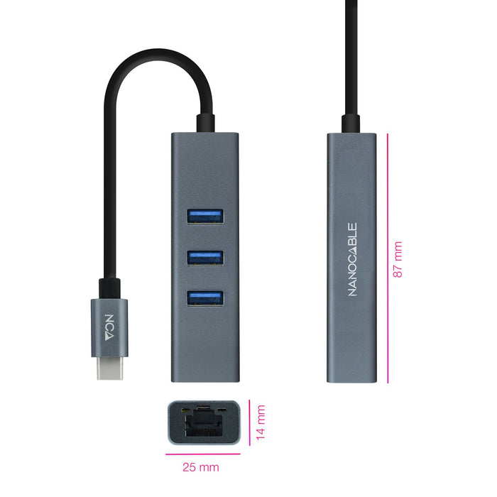 EAN 8433281011472 - Nanocable 10.03.0408 base para portátil y replicador de puertos Alámbrico USB 3.2 Gen 1 (3.1 Gen 1) Type- imagen 2