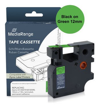 EAN 4260664877080 - MediaRange MRDY45019 cinta para impresora de etiquetas Negro sobre verde D1 imagen 1