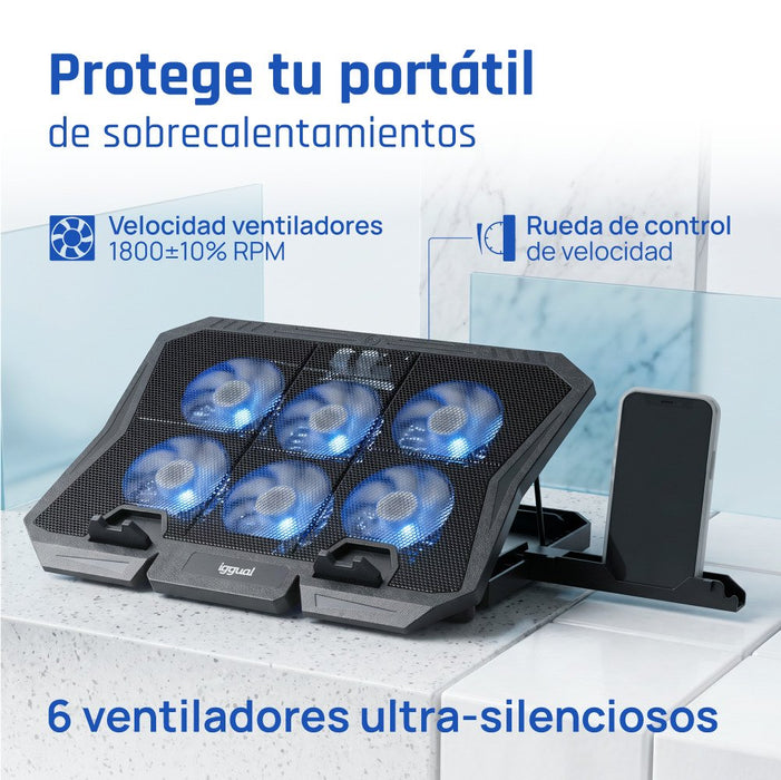 EAN 8435364319703 - iggual RP6V17 Soporte para ordenador portátil Negro 43,2 cm (17") imagen 2