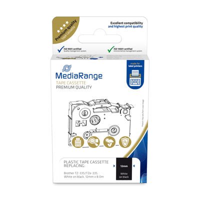 EAN 4260459618478 - MediaRange MRBTZ335 cinta para impresora de etiquetas Blanco sobre negro imagen 1