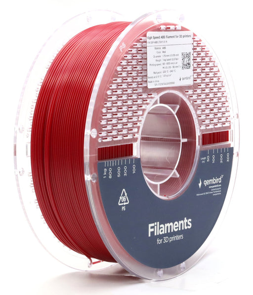 EAN 8716309131674 - Gembird 3DP-ABS1.75HY-01-R material de impresión 3d ABS Rojo 1 kg imagen 1