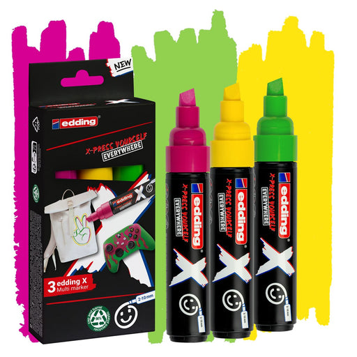 EAN 4057305067128 - Edding 6900 X Multimarker marcador permanente Punta de cincel Verde, Rosa, Amarillo 3 pieza(s) imagen 1