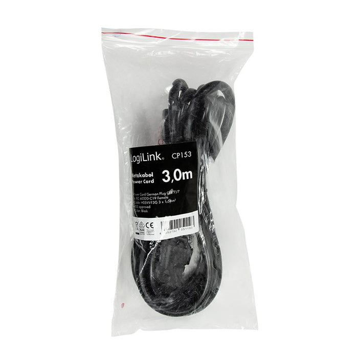 EAN 4052792051193 - LogiLink CP153 cable de transmisión Negro 3 m CEE7/7 C19 acoplador imagen 4