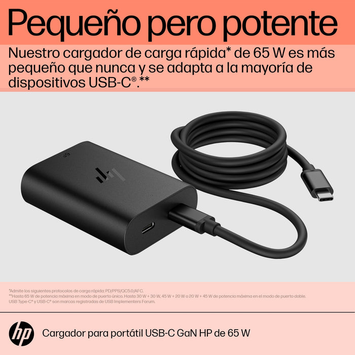 EAN 0196337695078 - HP 65W Gallium Nitride USB-C Laptop Charger adaptador e inversor de corriente Interior Negro imagen 5