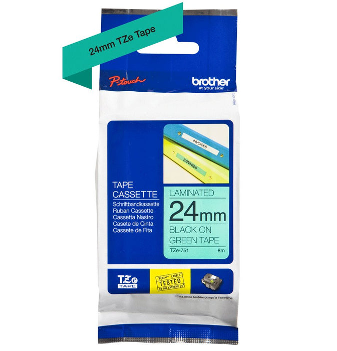 EAN 4977766692434 - Brother TZE-751 cinta para impresora de etiquetas Negro sobre verde imagen 2