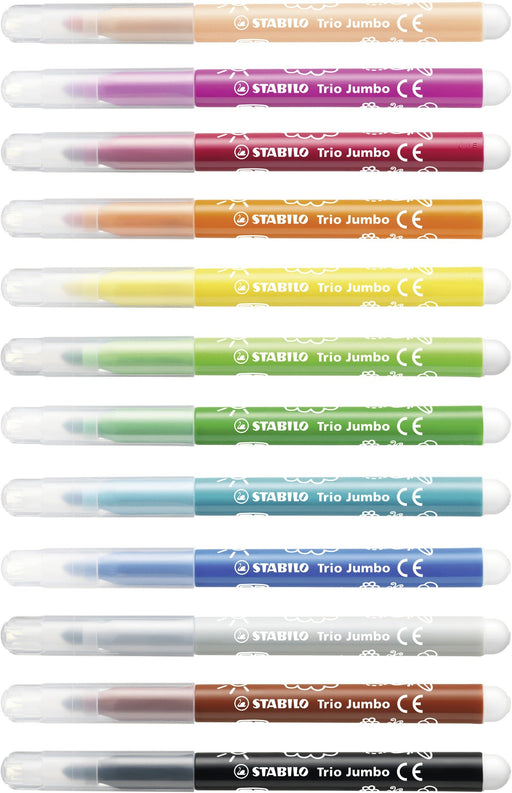 EAN 4006381492560 - STABILO Trio Jumbo rotulador Negro, Azul, Marrón, Verde, Cian claro, Verde claro, Naranja, Melocotón, Ros imagen 2
