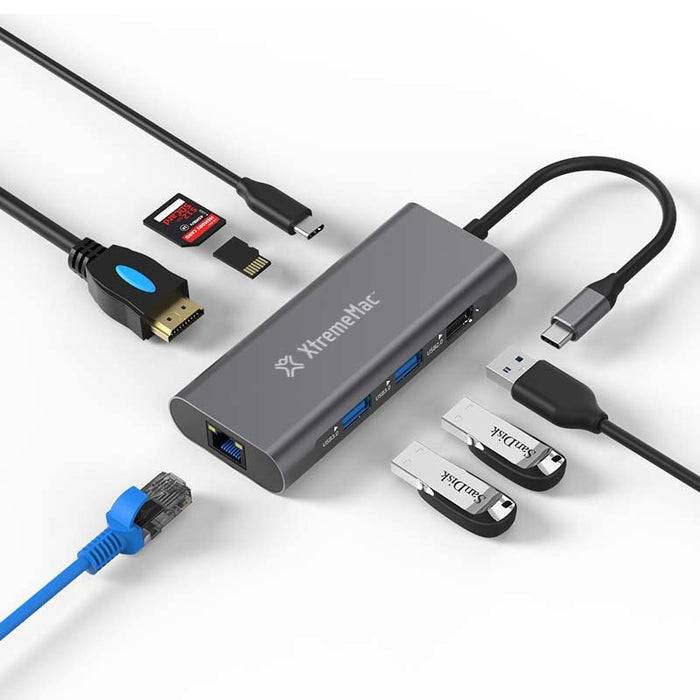 EAN 5453003787310 - XtremeMac XWH-HUB8-13 hub de interfaz USB Tipo C 40000 Mbit/s Gris imagen 1