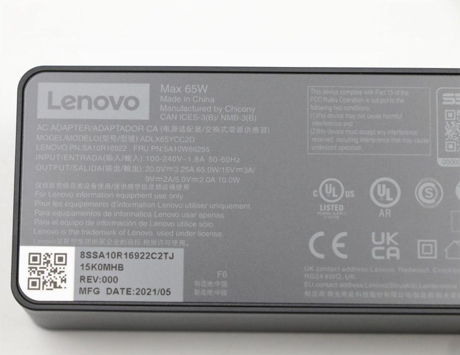 EAN 5704174884989 - Lenovo 5A10W86255 adaptador e inversor de corriente Interior 65 W Negro imagen 8