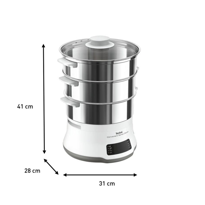 EAN 3045387247775 - Tefal Convenient Series Deluxe VC502D vaporizador 3 cesta(s) Encimera 900 W Acero inoxidable, Blanco imagen 12