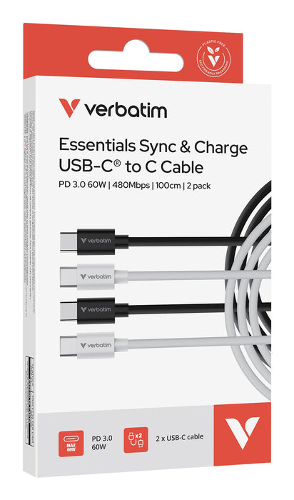 EAN 23942323914 - Verbatim 32391 cable USB USB 2.0 1 m USB C 0,48 Gbit/s 60 W Negro, Blanco imagen 5