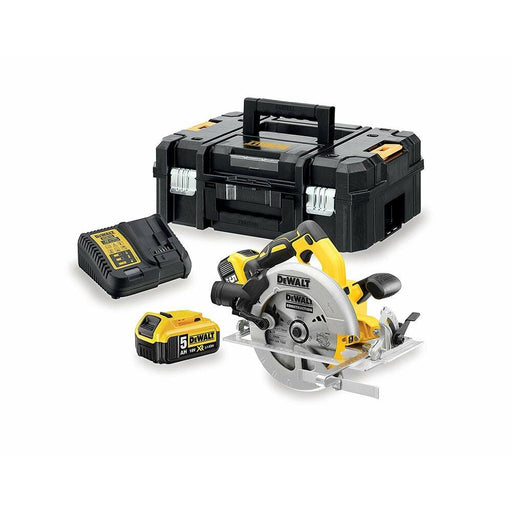 EAN 5035048663080 - DeWALT DCS570P2-QW sierra circular portátil 18,4 cm Plata, Amarillo 5500 RPM imagen 1
