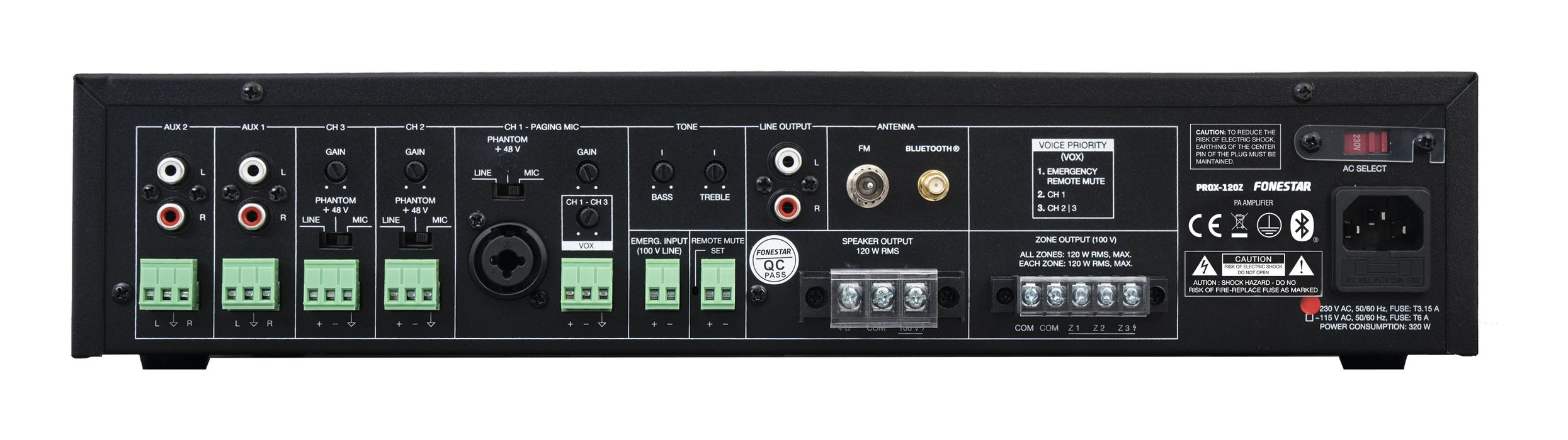 EAN 8422521014168 - Fonestar PROX-120Z amplificador de audio 3.0 canales Sistema de megafonía Negro imagen 3