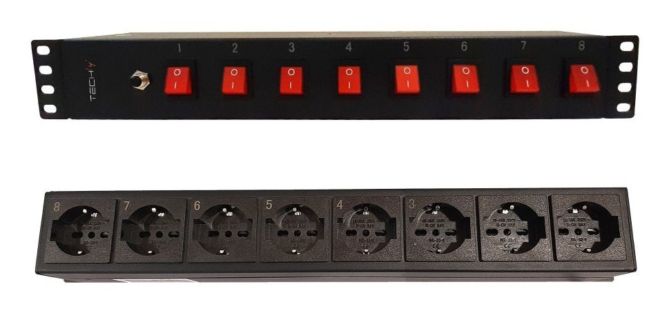 EAN 8059018367829 - Techly I-CASE STRIP-815I unidad de distribución de energía (PDU) 8 salidas AC 1.5U Negro imagen 1