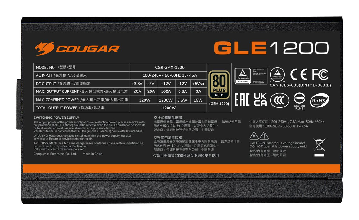 EAN 4710483777646 - COUGAR CGRGLE-1000 unidad de fuente de alimentación 1000 W 20+4 pin ATX ATX Negro imagen 11