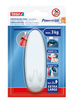 EAN 4063565402975 - TESA 59025-00000-00 gancho para almacenamiento Interior Gancho de abrigo Blanco 1 pieza(s) imagen 1