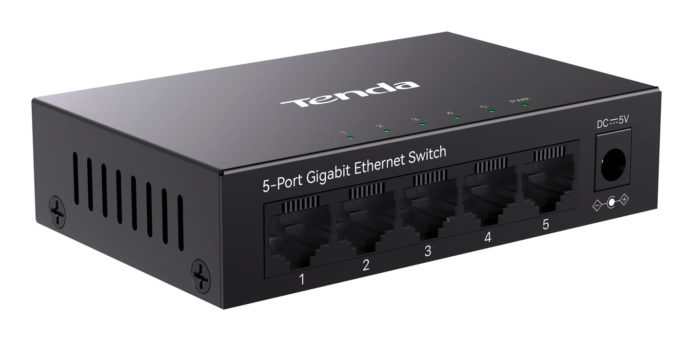 EAN 6932849436853 - Tenda TEG1005M switch No administrado L2 Gigabit Ethernet (10/100/1000) Negro imagen 2