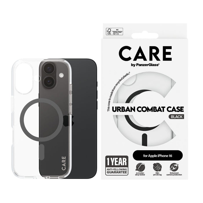 EAN 5715685004117 - PanzerGlass CARE™ by ® Urban Combat Case Transparent w. Black MagSafe iPhone 16 funda para teléfono móvil imagen 2