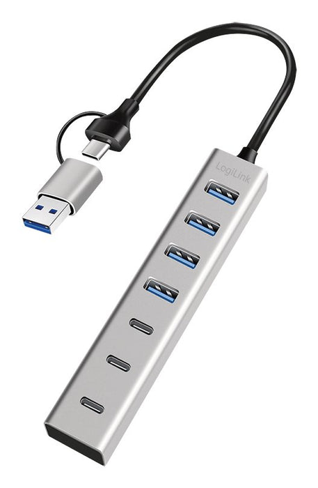 EAN 4052792076271 - LogiLink UA0442 hub de interfaz USB 3.2 Gen 1 (3.1 Gen 1) Type-A + Type-C 5000 Mbit/s Gris imagen 3