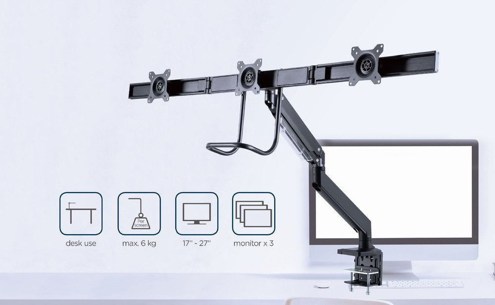 EAN 8716309127691 - Gembird MA-DA3-03 soporte para monitor 68,6 cm (27") Escritorio Negro imagen 14