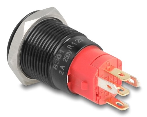 EAN 4043619220137 - DeLOCK 22013 interruptor eléctrico Interruptor pulsador Negro, Rojo imagen 2