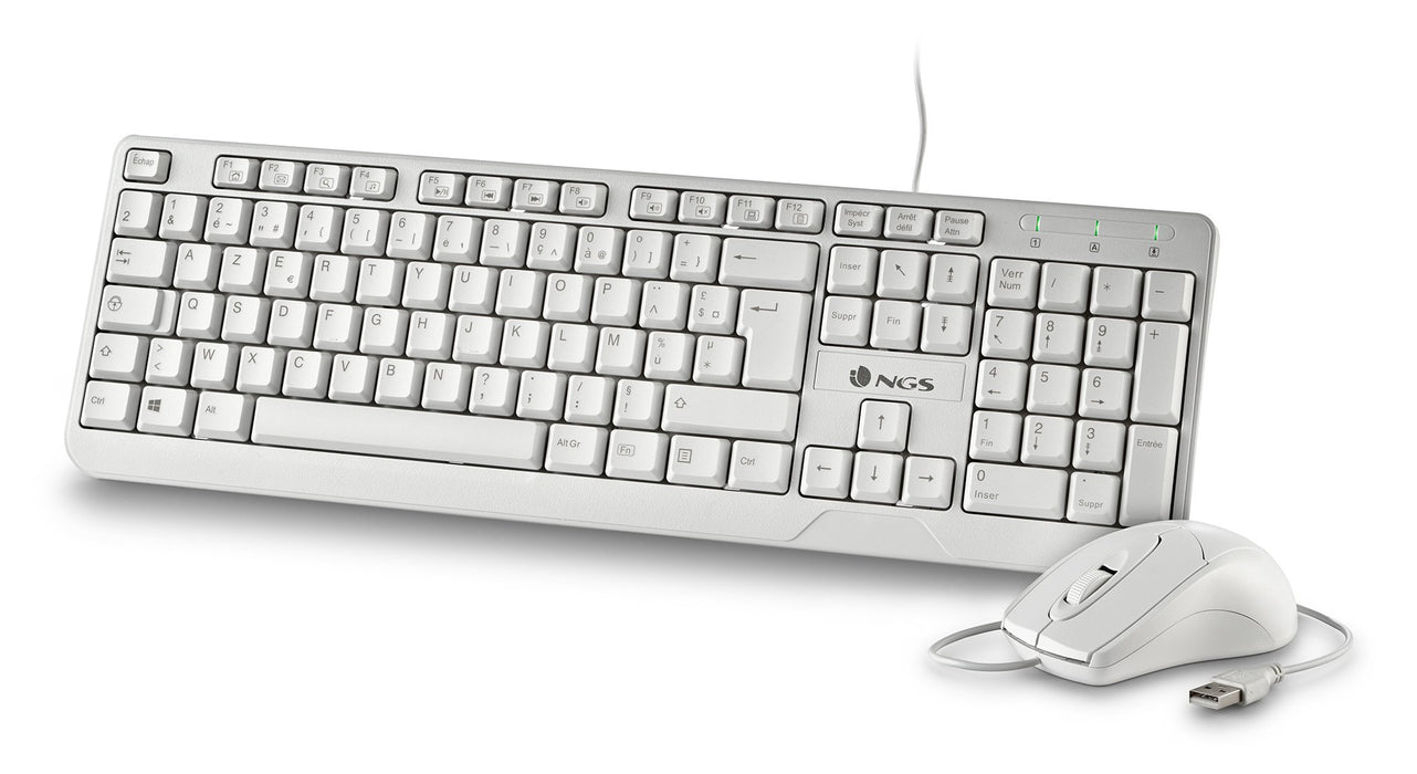 EAN 8435430624151 - NGS COCOAKITWHITEFRENCH FR teclado Ratón incluido Hogar / Oficina USB AZERTY Francés Blanco imagen 1