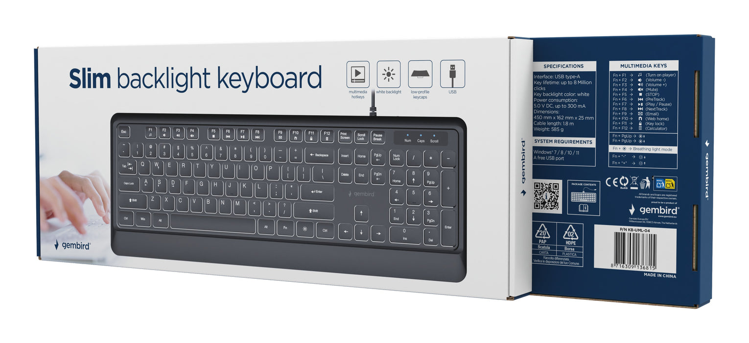 EAN 8716309136815 - Gembird KB-UML-04 teclado Universal USB QWERTY Internacional de EE.UU. Negro imagen 6