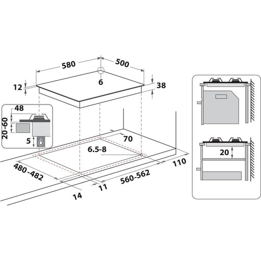 EAN 8003437808586 - Whirlpool AKM 268/IX Acero inoxidable Integrado Encimera de gas 4 zona(s) imagen 2