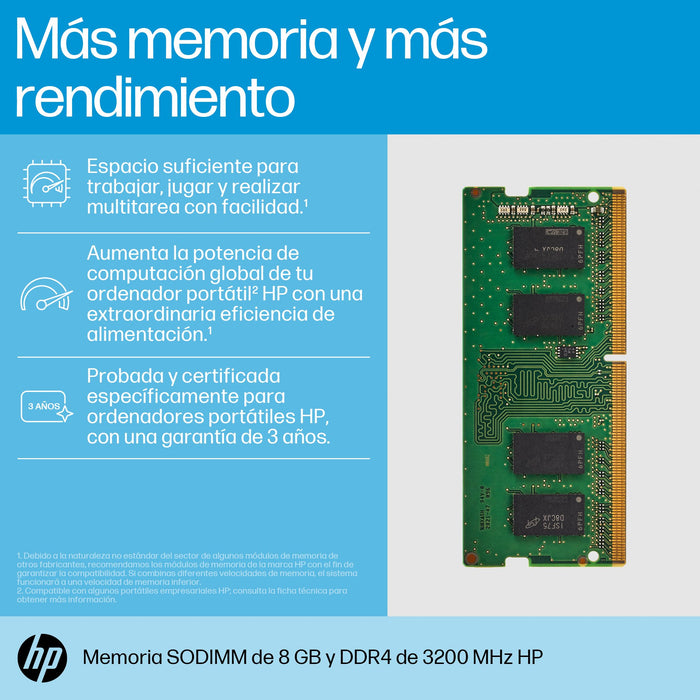 EAN 0197192782040 - HP 8GB DDR4 3200 SODIMM Memory módulo de memoria 1 x 8 GB 3200 MT/s 260-pin SO-DIMM imagen 3