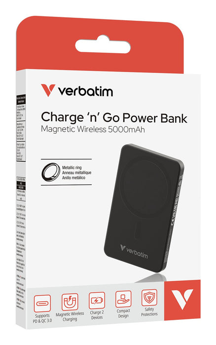 EAN 0023942322252 - Verbatim Charge 'n' Go Essentials 5000 mAh Cargador inalámbrico Negro imagen 3