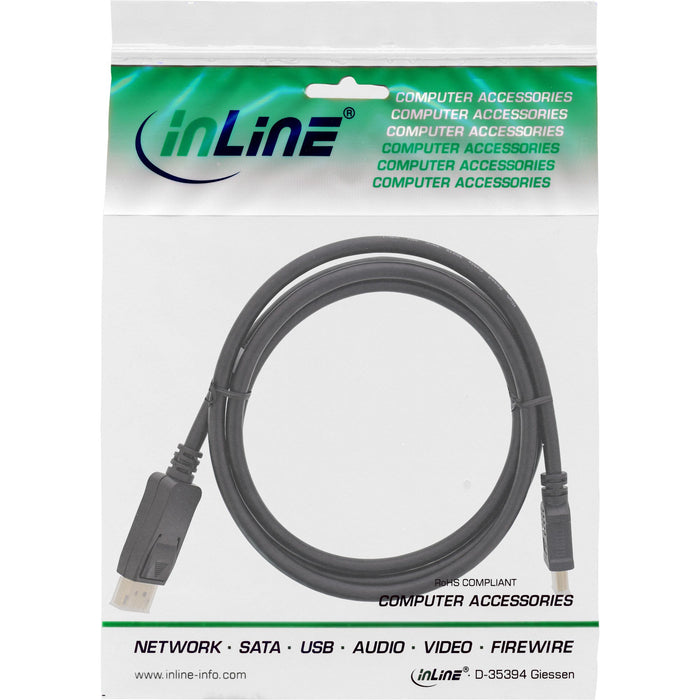 EAN 4043718269518 - InLine 17186 adaptador de cable de vídeo 0,5 m DisplayPort HDMI Negro imagen 2