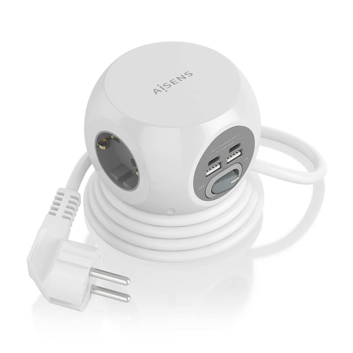 EAN 8436574709445 - AISENS ASPS-2A2C04-W base múltiple 1,4 m 3 salidas AC Interior imagen 1