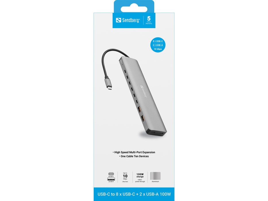 EAN 5705730136801 - Sandberg 136-80 base para portátil y replicador de puertos Alámbrico USB 3.2 Gen 2 (3.1 Gen 2) Type-C Gri imagen 4