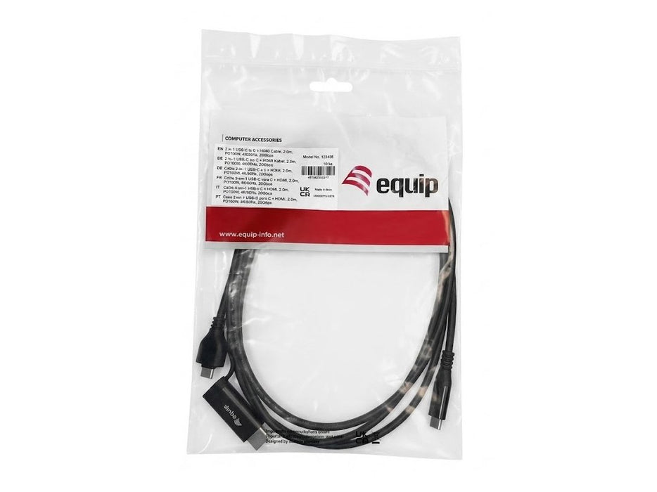 EAN 4015867244227 - Equip 128437 adaptador de cable de vídeo 3 m USB Tipo C HDMI + USB Type-C Negro imagen 4