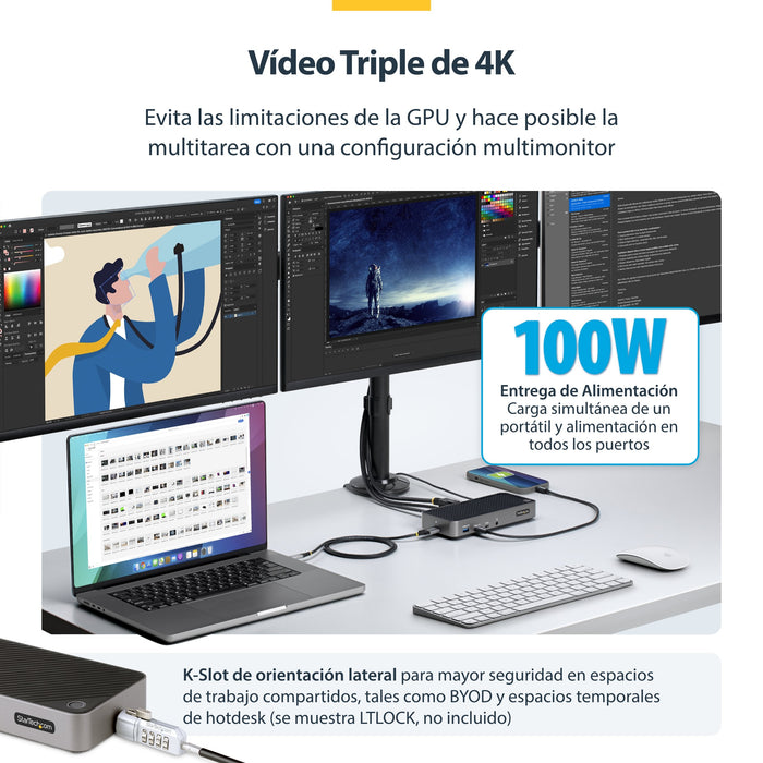 EAN 0065030900089 - StarTech.com 116E-USBC-DOCK base para portátil y replicador de puertos Alámbrico USB 3.2 Gen 2 (3.1 Gen 2 imagen 10